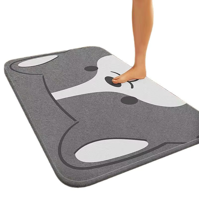 VIKAMA Haustier-Badezimmermatte mit Tier-Motiv, grau, wasserabsorbierend, schnell trocknend und rutschfest - Bild 2