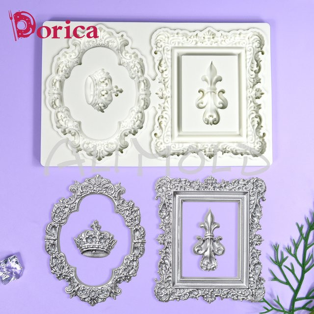 Dorica Silikonform Krone Rahmen geprägtes Design für Fondant, Schokolade und Kuchen, Weiß - Bild 1