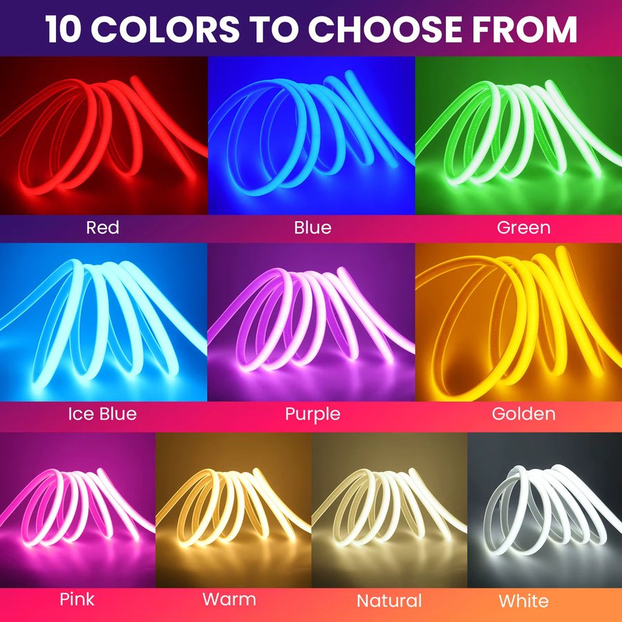 KISUFU RGBW COB-LED-Neonstreifenlicht mit Dimmer, wasserdicht, 220 V, rot, grün, blau und warmweiß - Bild 3