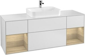 V&B Waschtischunterschrank Finion in Weiß mit Eichenregal B/T: 160 x 50,1 cm - Bild 1