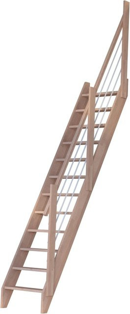 StarWood Treppengeländer aus Buche und Edelstahl in Weiß Basic mit Holzoptik - Bild 1