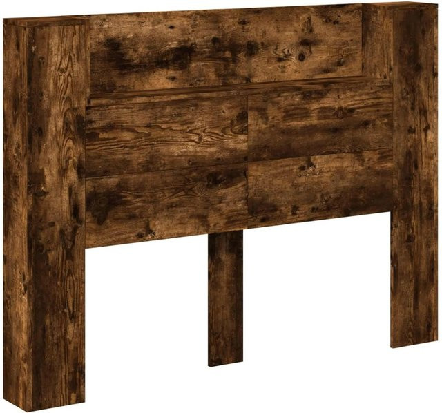 vidaXL Kopfteil-Schrank mit LED-Beleuchtung und integriertem Regal in Geräucherte Eiche, B/H/T: 103,5 x 140 x 16,5 cm - Bild 1