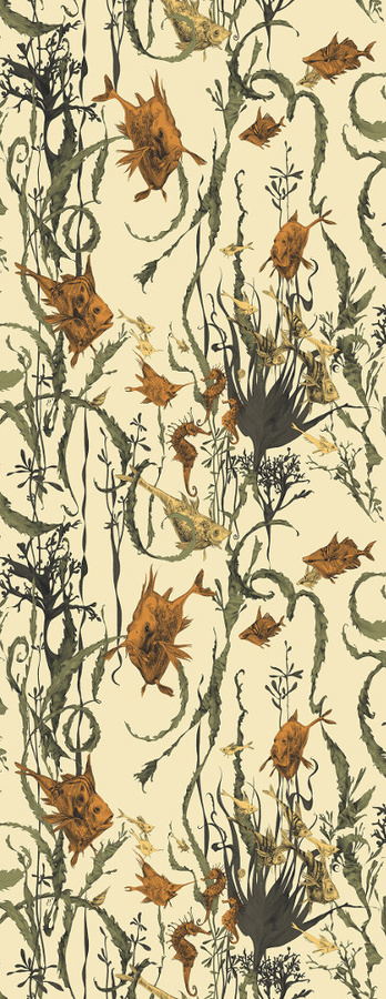 Edmond Petit Wandtapete Jardin Marine RM115-05 Mural mit floralem Naturmotiv in Orange und Braun, Vlies-Tapete - Bild 1