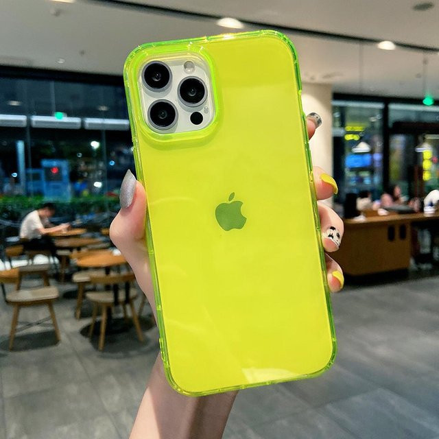 Stoßfeste Handyhülle in Neon-Farben für Apple iPhone 11 bis iPhone 17 Pro Max, transparent und weich - Bild 1