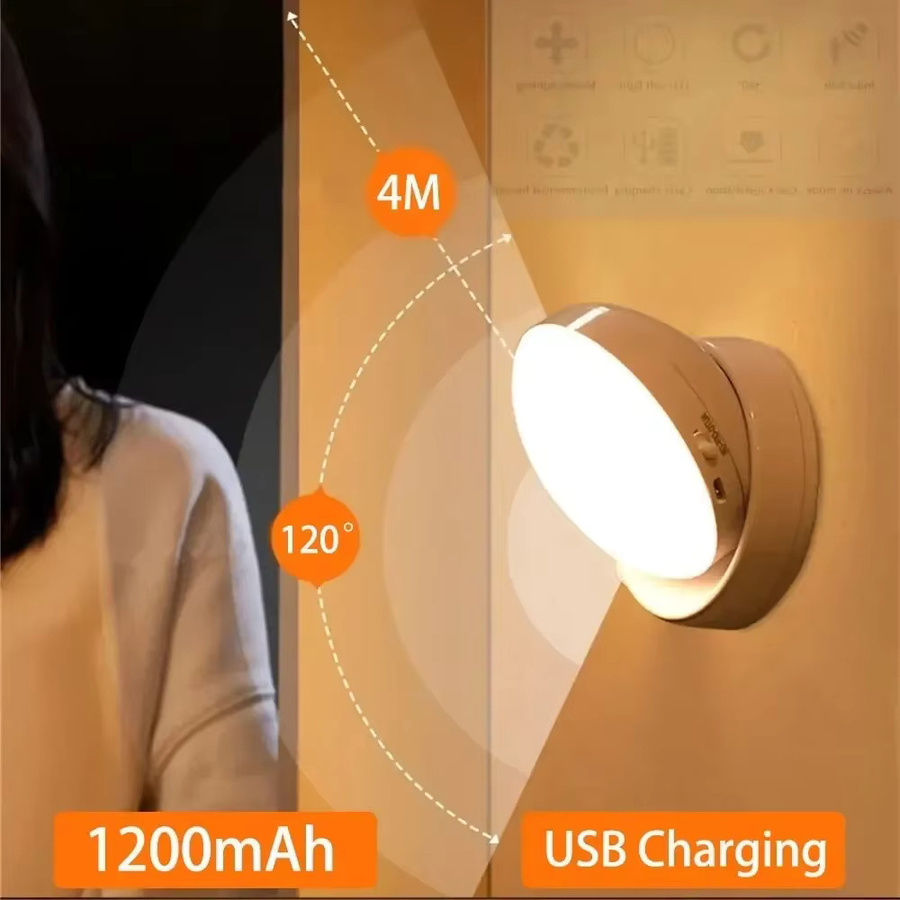 OKAL RED EAST LED Nachtlampe mit Bewegungssensor und 360-Grad-Drehung, weiß, wiederaufladbar und magnetisch - Bild 5