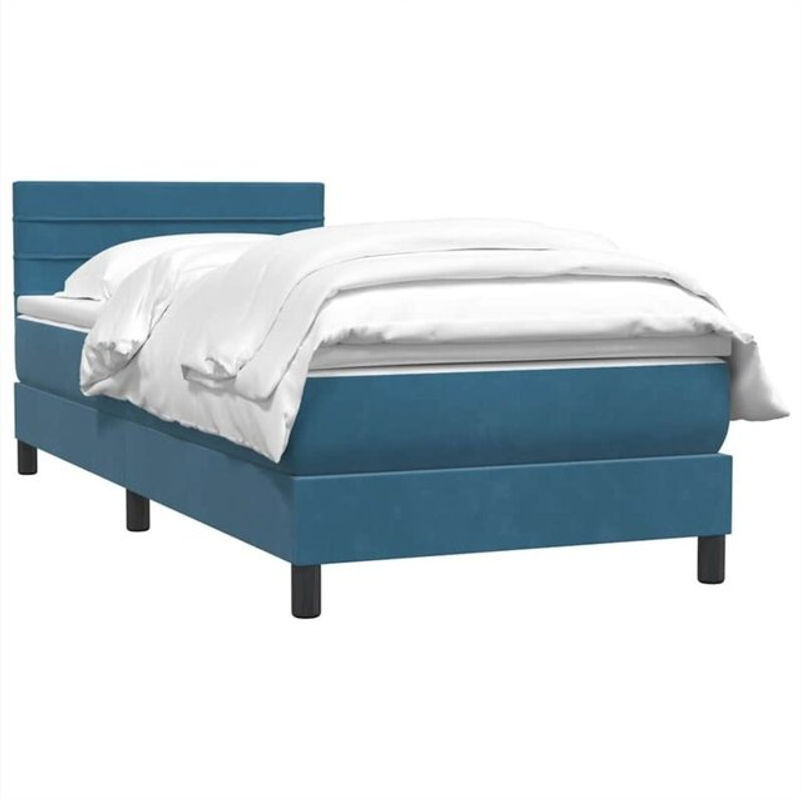 vidaxl Boxspringbett mit Matratze aus Samt in Blau, B/T/H: 80 x 220 x 78 cm - Bild 1
