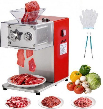 VEVOR Fleischschneidemaschine 850W Gewerblicher elektrischer Gemüseschneider aus Edelstahl mit 3,5mm Klinge für Fleisch und Gemüse - Bild 1
