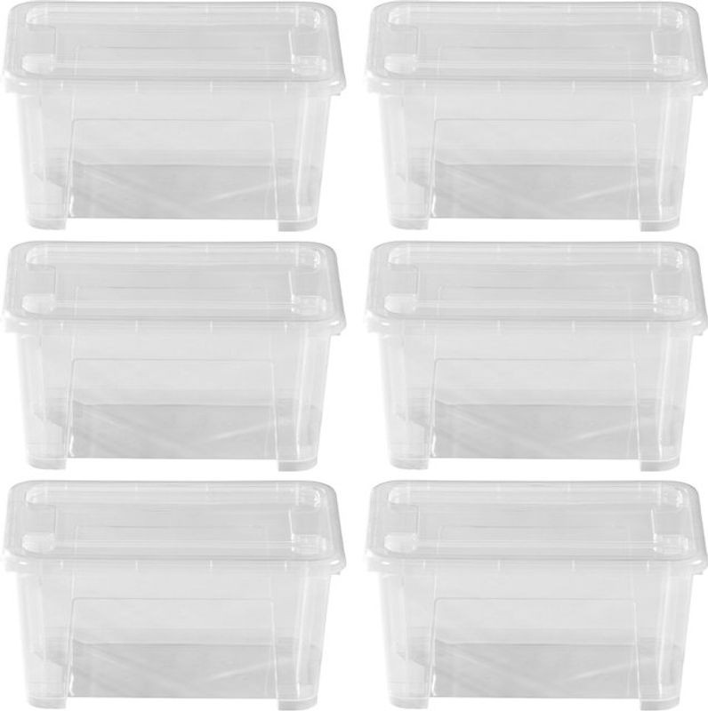 W5 Aufbewahrungsboxen mit Deckel 6er Set transparent rechteckig aus Kunststoff - Bild 1