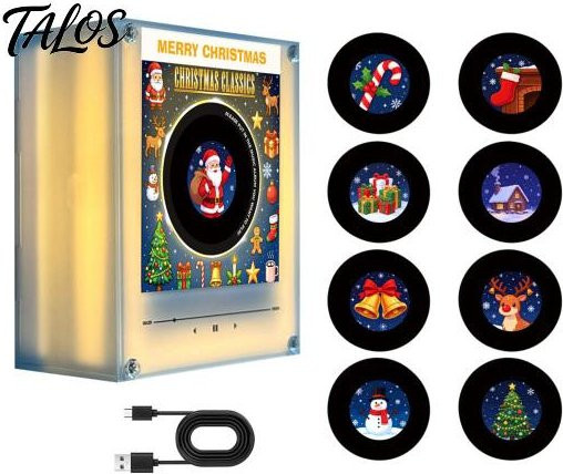 Lachepper Magnetischer Schallplattenspieler mit Nachtlicht und LED-Licht, Rotierbare Vinyl-Kühlschrankmagnet-Spieluhr in Multicolour, 9 programmierbare Schallplatten mit 128 MB Speicher - Bild 1