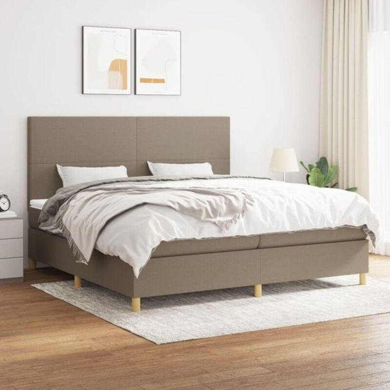 Vidaxl Boxspringbett mit Matratze in Taupe aus Stoff, Modernes Design, B/T: 200 x 200 cm - Bild 1