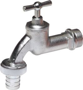 floraworld Wasserhahn aus Messing mit 3/4 Zoll Anschluss und Auslauftülle in Silber - Bild 1