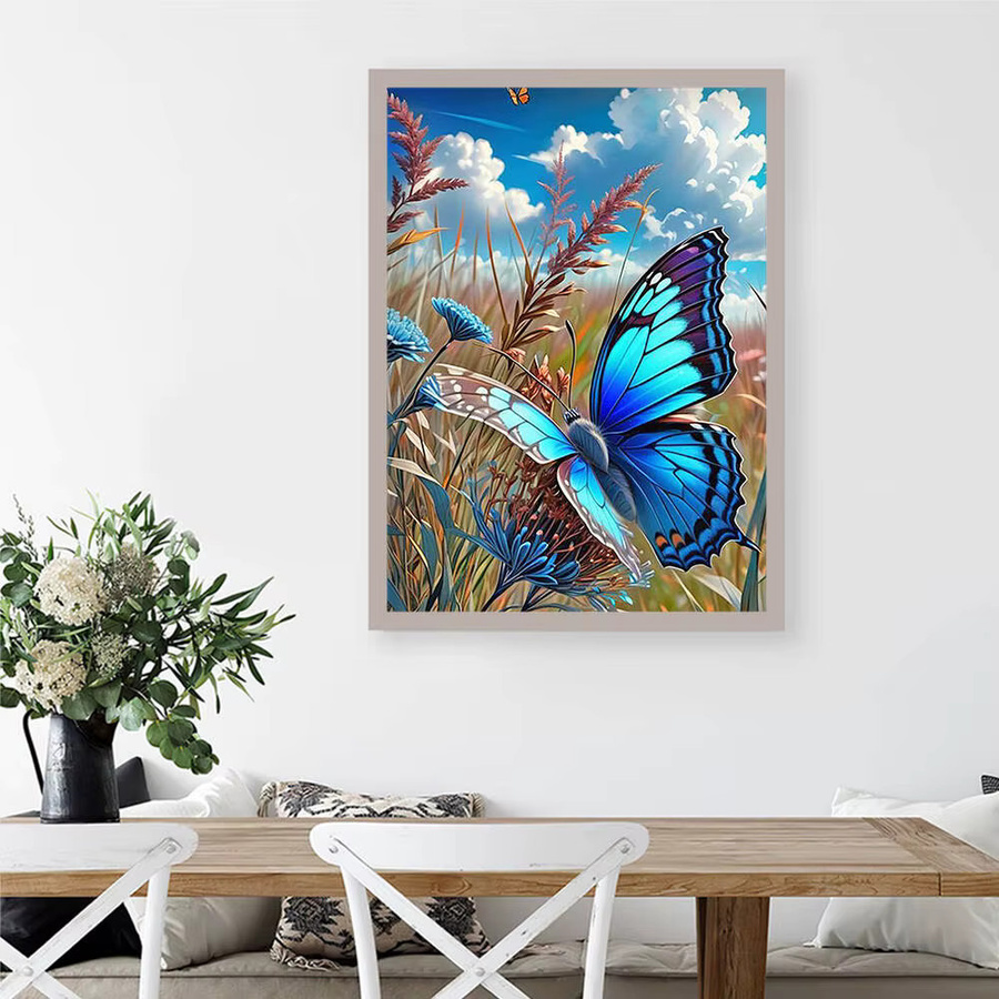Evershine Diamantstickerei Schmetterling und Blumen als Mosaik-Bild mit Strass-Steinen für deine Dekoration B: 30,0 cm, H: 20,0 cm - Bild 3