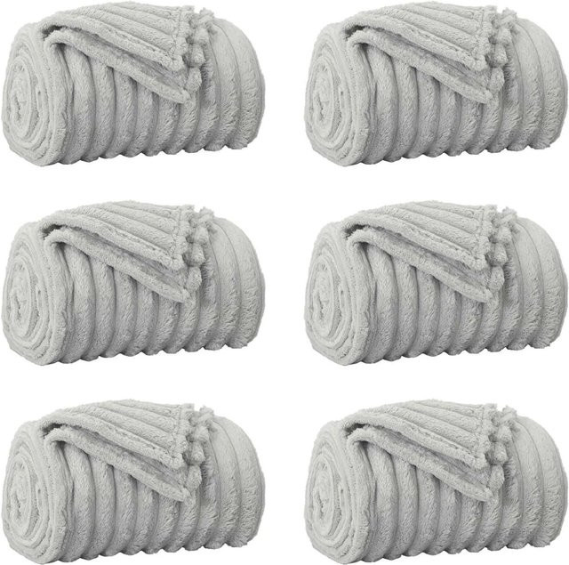 6er-Set vidaXL Fleece-Wohndecken in Grau, B/B: 200 x 150 cm - Bild 1