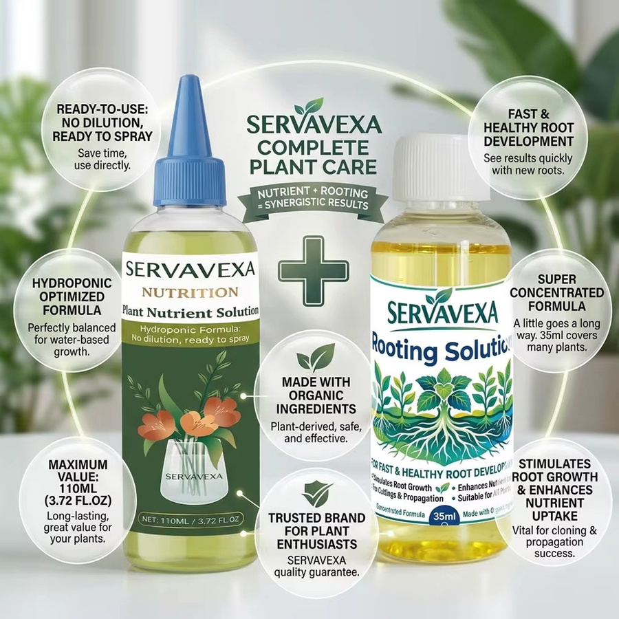 SERVAVEXA 2-teiliges Pflanzenwachstums-Set mit 110 ml Nährstoff und 35 ml Bewurzelungslösung für schnelle Bewurzelung und Gartenregeneration - Bild 2