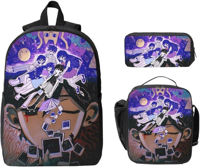 Fancy Style Studio Omori Videospiele Schultaschen Set für Kinder mit Rucksack, Federmäppchen und Brotdose, mehrfarbig, 3-teilig - Bild 1