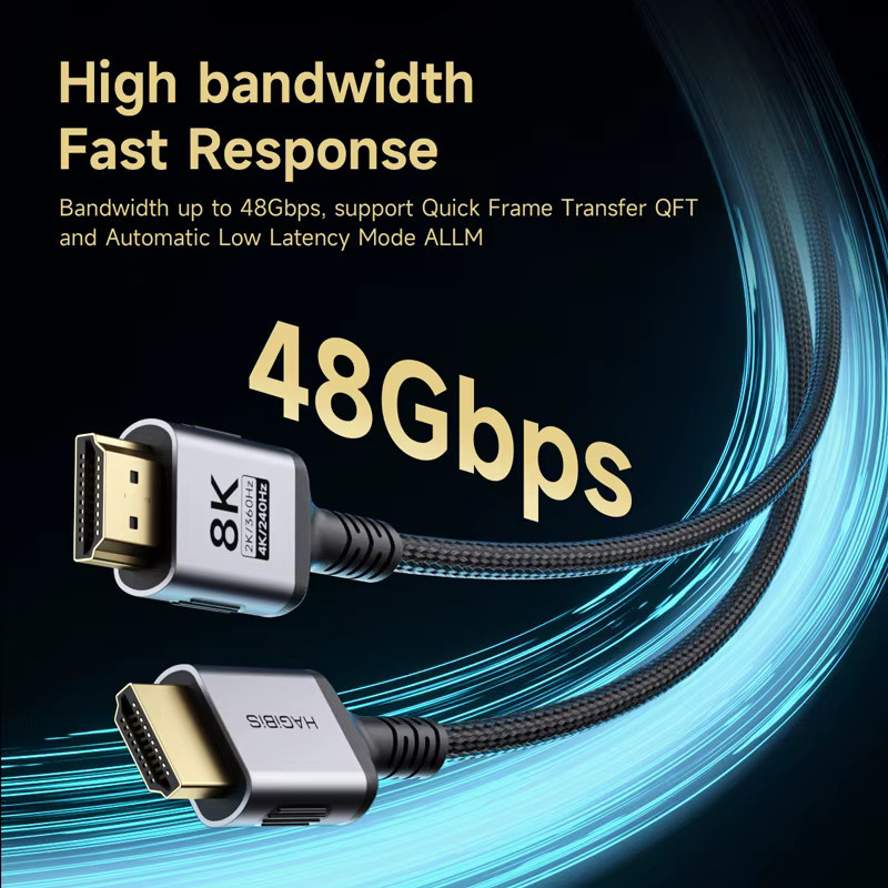 Hagibis HDMI Hochgeschwindigkeitskabel in Schwarz für 8K 60Hz, 4K 240Hz und 2K 360Hz kompatibel mit PS5, Xbox und Laptops - Bild 4