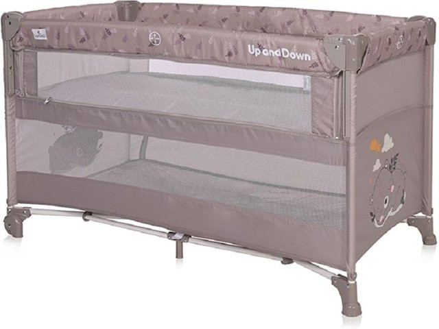 Lorelli Baby Reisebett Up´n Down mit 2 Ebenen und Rädern in Hellbraun - Bild 1