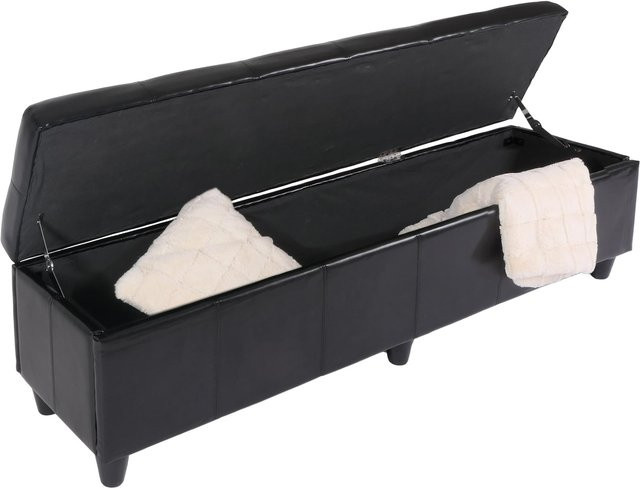 Sitzbank Arezzo XXL mit Aufbewahrungsfach von MCW, Kunstleder, Schwarz, B/T/H: 180 x 45 x 45 cm - Bild 1