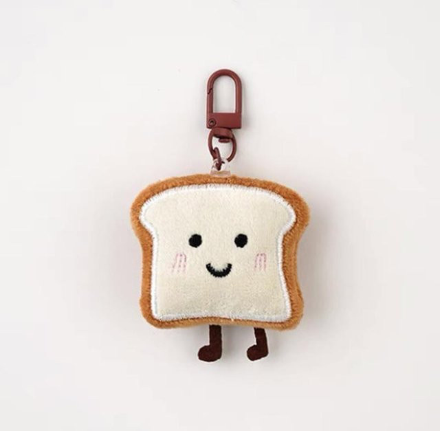 Schlüsselanhänger Toast Brot Cartoon Plüsch, White, Unisex - Bild 1
