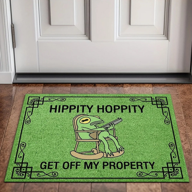 VIKAMA Willkommens-Fußmatte mit Cartoon-Frosch Motiv, rutschfest, grün, B/T: 60,0 x 40,0 cm - Bild 1