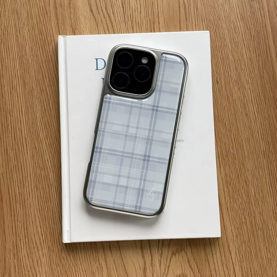Transparente Handyhülle im rosa-blauen Karomuster für Apple iPhone 11 bis 17 Pro Max Plus, weiche Schutzhülle in Pink und Blau - Bild 2