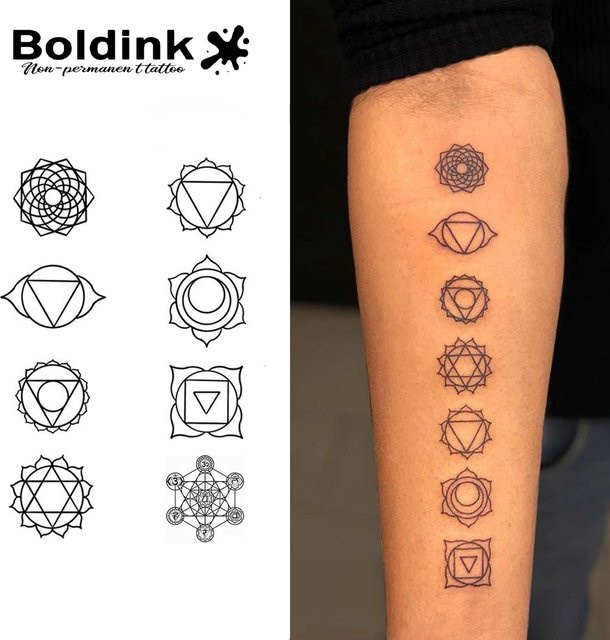 Boldink Heilige Geometrie-Symbole, temporäre Tätowierung, wasserfest - Bild 1