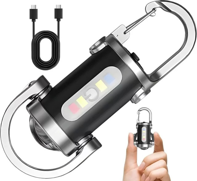 XIWANGFIRE Wiederaufladbare Schlüsselanhänger-Taschenlampe mit 800 lm COB-Arbeitslicht in Schwarz - Bild 1