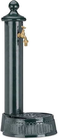 Relaxdays Standbrunnen aus Aluminium im Antik-Design, Farbe Grün-Gold, Höhe: 61 cm, Breite: 25 cm, Tiefe: 30,5 cm
