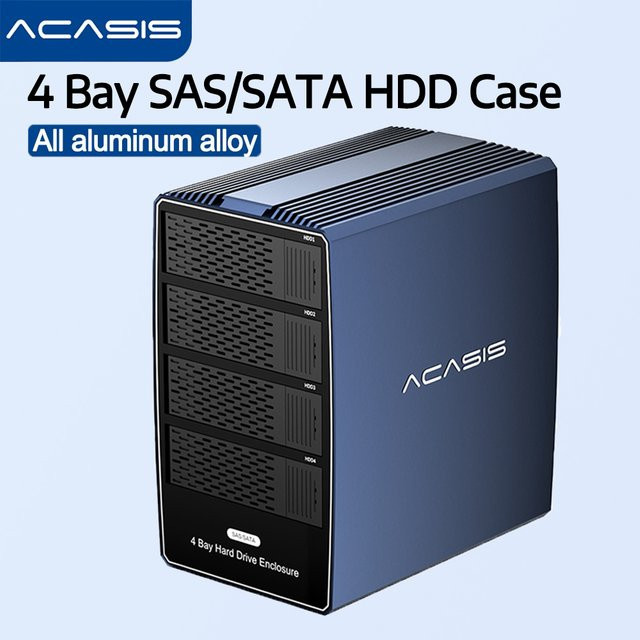 Acasis 4-Bay externes Festplattengehäuse für 2,5 und 3,5 Zoll SAS/SATA mit USB-C-zu-USB-A/C-Anschluss HDD-Dockingstation - Bild 1