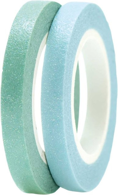 Rico Design Paper Poetry Washi Tapes mit Glitter in Blau-Grün, 2 Stück à 5 m - Bild 1