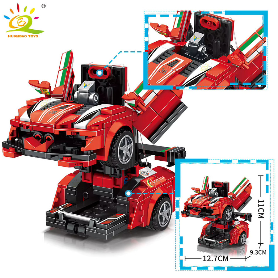 HUIQIBAO One Step Transform Racing Auto Modell Bausteine, 2in1 Roboter Mecha, Kreative Bricks Set - Bild 4