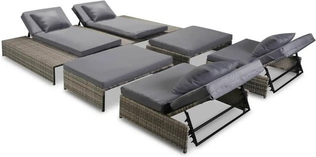 vidaXL 5-tlg Garten-Lounge-Set aus Poly Rattan in Grau mit Auflagen und Kissen im L-Shape Design - Bild 1