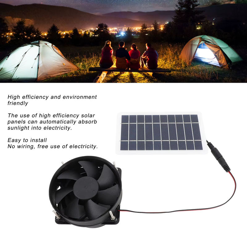 DOACT Solarpanel-Ventilator-Set mit 10 W monokristallinem Silizium in Schwarz für Tierhäuser und Gewächshäuser - Bild 3
