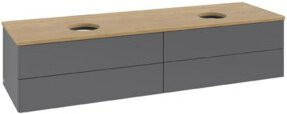 V&B Waschtischunterschrank Antao ohne Frontstruktur in Anthrazit und Eiche Honig, B/T: 160 x 50 cm - Bild 1