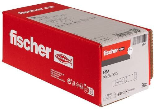 Fischer FSA Hülsenanker aus Stahl, verzinkt, Farbe Silber/Rot, 20 Stück - Bild 1
