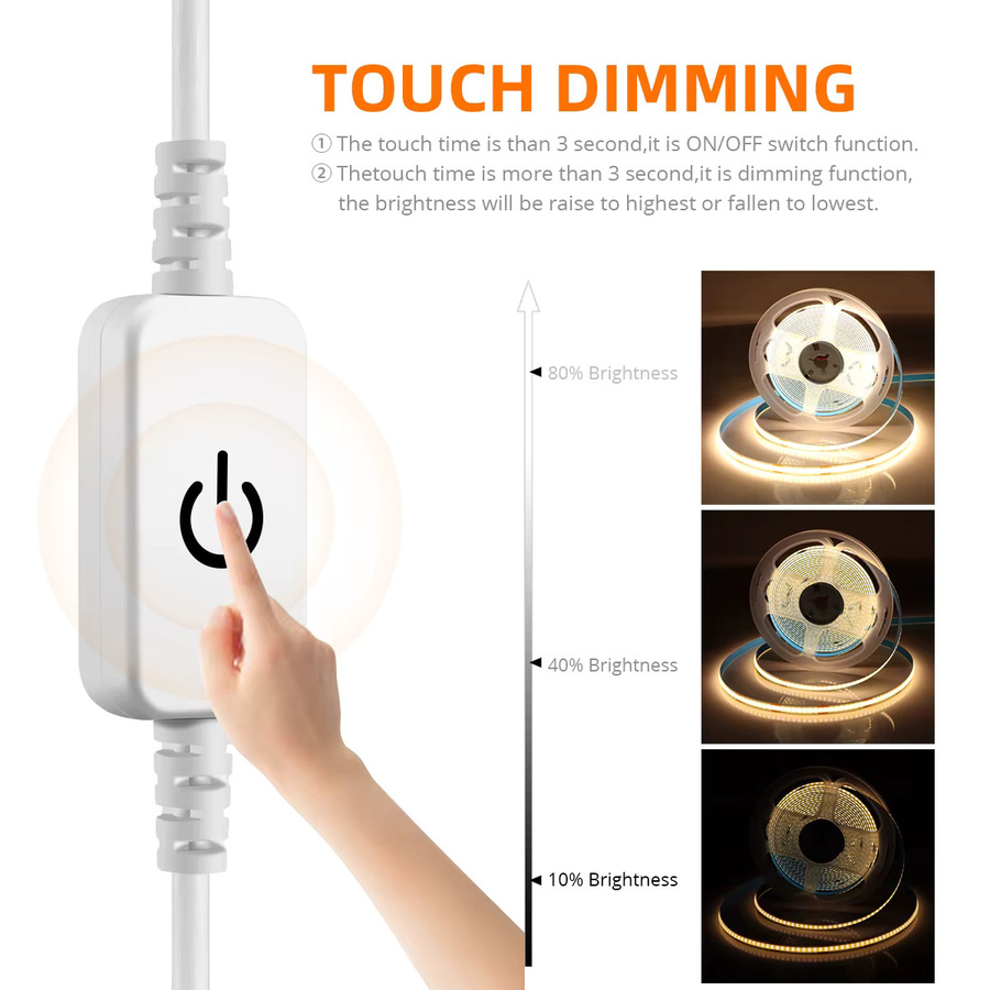 Lcamaw Dimmbare COB LED Schrankbeleuchtung mit Touch Sensor und EU Stecker, Weiß, 12V - Bild 2