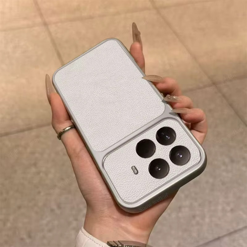 Xiaomi Mi 17T Pro Handyhülle aus Silikon mit Lychee-Ledertextur und Kameraobjektivschutz in Weiß - Bild 2