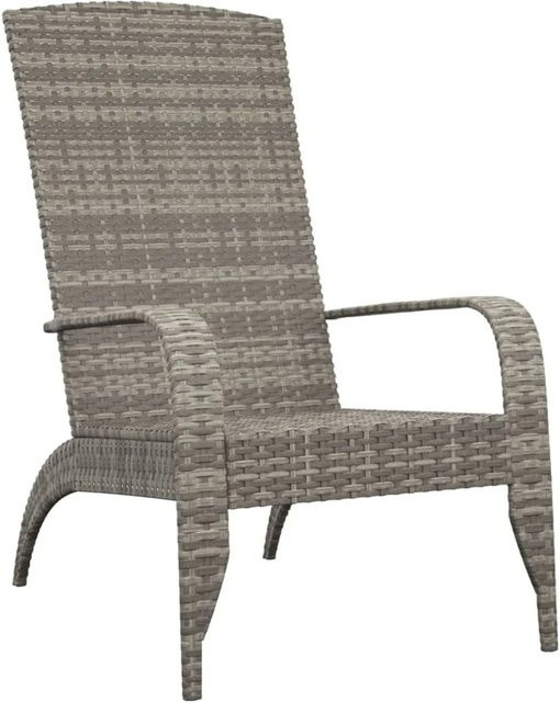 Furnicato Adirondack Gartenstuhl aus Polyrattan in Grau mit Metallgestell - Bild 1
