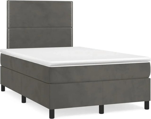 vidaXL Boxspringbett mit Matratze Dunkelgrau Samt B/T/H: 120 x 200 x 128 cm - Bild 1