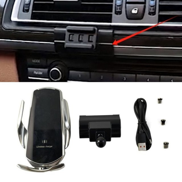Kabellose 15W Schnellladegerät Auto-Halterung mit automatischer Klemmung für BMW 7er Serie (2014-2018), Schwarz - Bild 1
