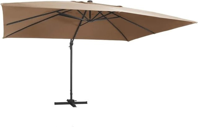 vidaXL Ampelschirm mit LED-Beleuchtung aus Aluminium in Taupe, B: 400 cm, T: 300 cm, H: 268 cm - Bild 1