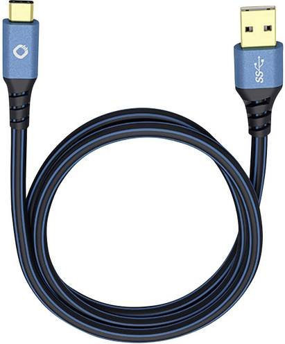 Oehlbach USB 3.2 Gen1 Kabel mit USB-A und USB-C Stecker, 3,00 m, Blau - Bild 1