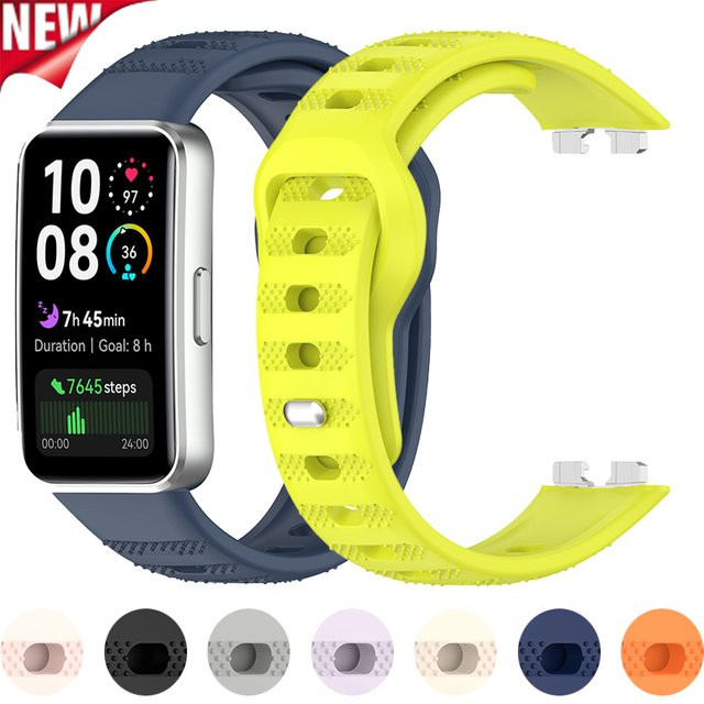 CAOWTAN Uhrenarmband Silikon, Schwarz, für Huawei Bands 10/9/8 NFC - Bild 1