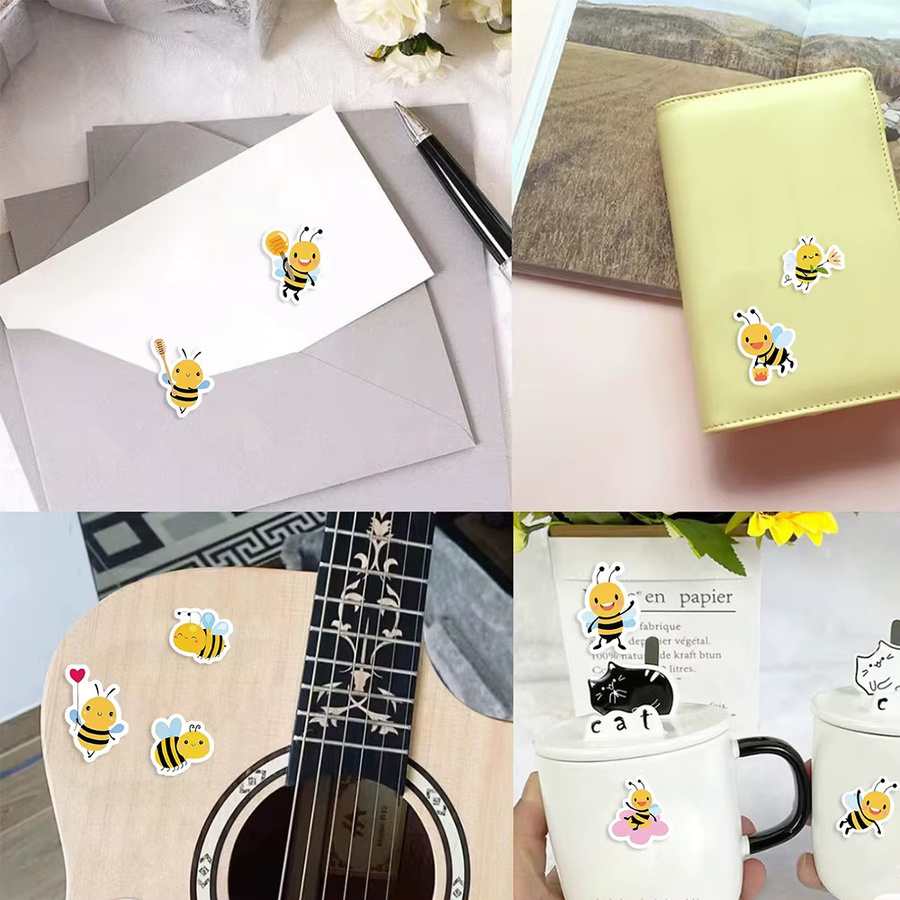 500 Stück Cartoon-Bienen Belohnungsaufkleber in Multicolour, Papier-Etiketten für Scrapbooking und Dekoration, Durchmesser: 2,5 cm - Bild 2
