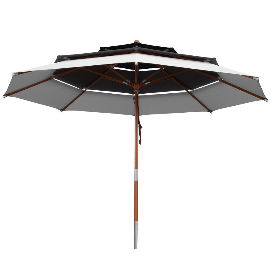 anndora Sonnenschirm graue Brise rund, Durchmesser: 300 cm, Farbe: Grau - Bild 1