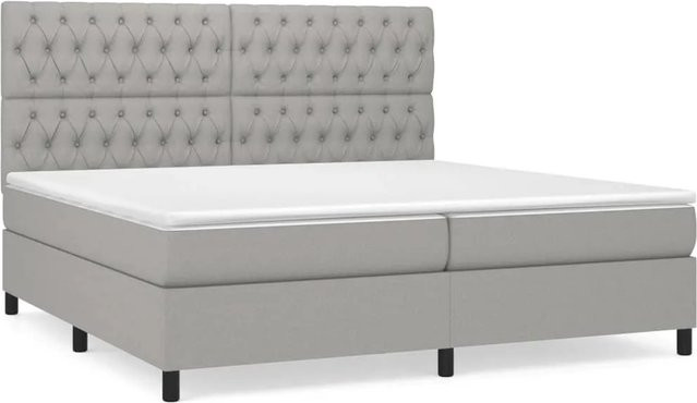 vidaXL Boxspringbett Hybrid mit Matratze und Taschenfedern, Hellgrau, B/T/H: 200 x 200 x 128 cm - Bild 1