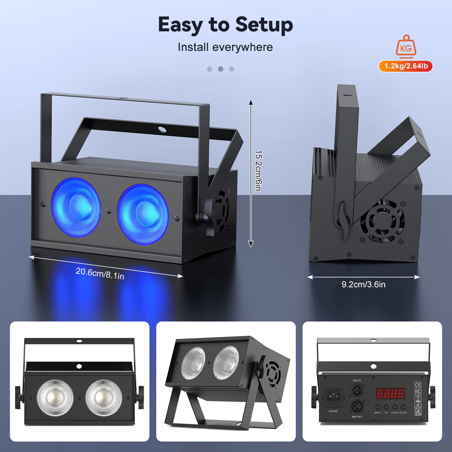 Yiflamefly 4er-Set RGBW COB LED Par-Scheinwerfer mit 100W, DMX Bühnenbeleuchtung Blinder Flutlicht in Schwarz - Bild 5