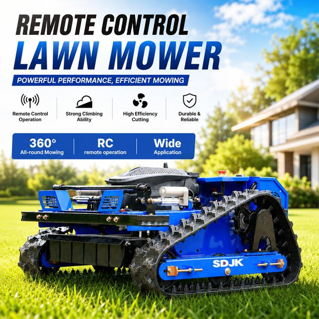 SDJK Fernsteuerbare All-Terrain Crawler-Rasenmäher in Blau für Landwirtschaft, Obstplantagen und steile Hänge - Bild 1