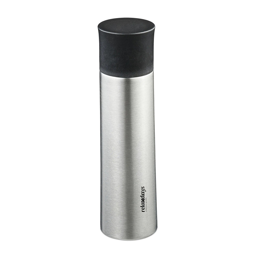 Relaxdays Trinkflasche aus Edelstahl in Silber und Schwarz, doppelwandig und auslaufsicher mit Becher, 500 ml - Bild 2