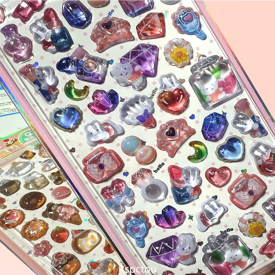 Rspctou Kawaii 3D Geprägte Kristall-Lebensmittel- und Tiersticker, Multicolor, Resin - Bild 2